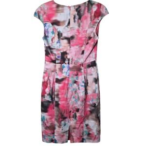 Black Halo Sheath Dress Womens 6 Pink Multi Watercolor Abstract Cap Sleeve